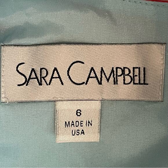 Sara Campbell Pink Red Teal Satin Striped Party Event Dress NWOT Size 6 - Picture 9 of 14